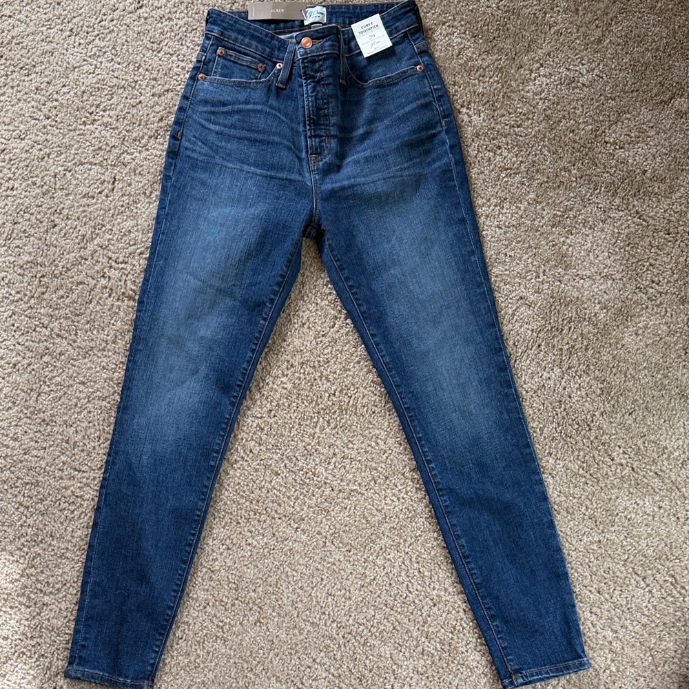 J. Crew Indigo Curvy Toothpick Straight Skinny Leg Jeans 29 NWT